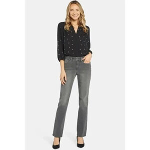 NYDJ Gray Straight Leg Slimming High Rise Jeans 8
